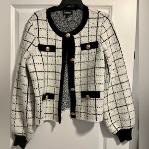 Express boucle knit bomber jacket